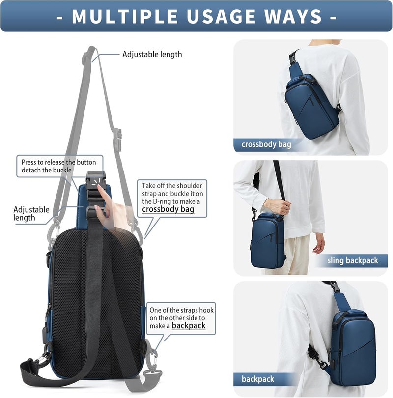 WEPLAN Messenger bag for Men,Small Sling Crossbody Backpack Shoulder Bag for Men Women,canvas Strap Backpack Sling Bag - Image 4